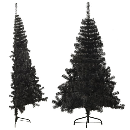 vidaXL Artificial Half Christmas Tree with Stand Black 180 cm PVC