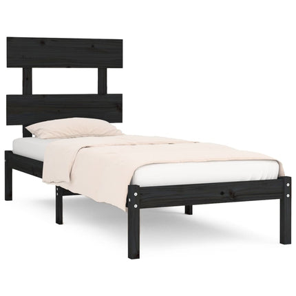 vidaXL Bed Frame Black Solid Wood 92x187 cm Single Bed Size