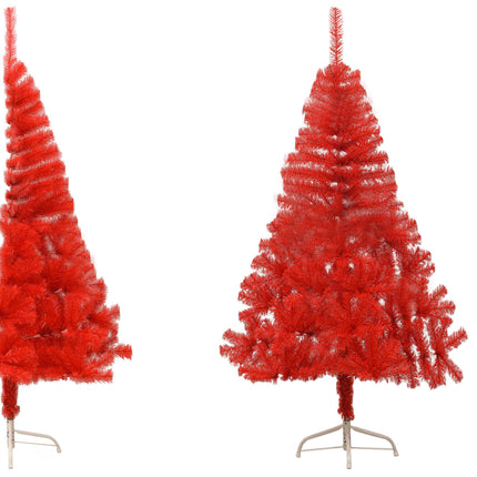 Artificial Half Christmas Tree with Stand Red 180 cm PVC