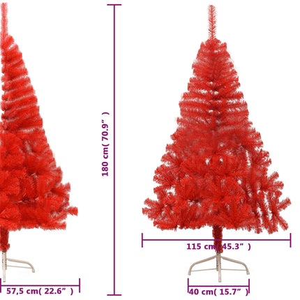 Artificial Half Christmas Tree with Stand Red 180 cm PVC