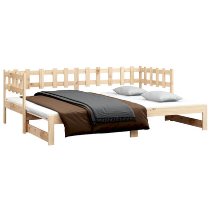 Pull-out Day Bed 2x(90x190) cm Solid Wood Pine