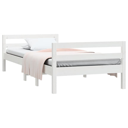 vidaXL Bed Frame White 92x187 cm Single Bed Size Solid Wood Pine