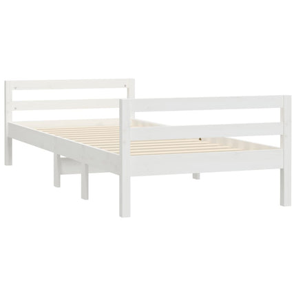 vidaXL Bed Frame White 92x187 cm Single Bed Size Solid Wood Pine