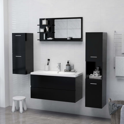 vidaXL Bathroom Mirror Black 90x10.5x45 cm Chipboard