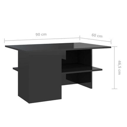 vidaXL Coffee Table High Gloss Black 90x60x46.5 cm Chipboard