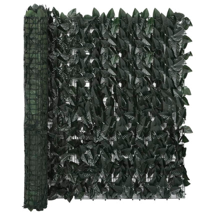vidaXL Balcony Screen with Dark Green Leaves 500x100 cm