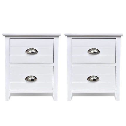 Nightstand 2 pcs with 2 Drawers White