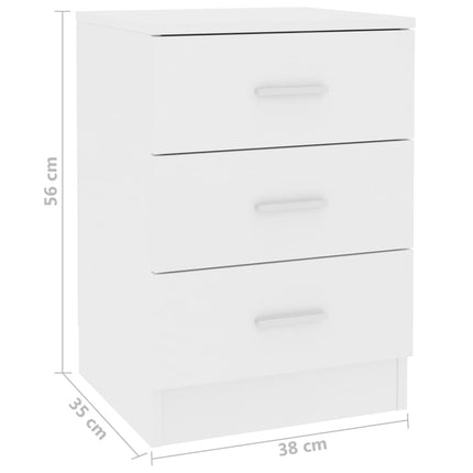 vidaXL Bedside Cabinets 2 pcs White 38x35x56 cm Chipboard