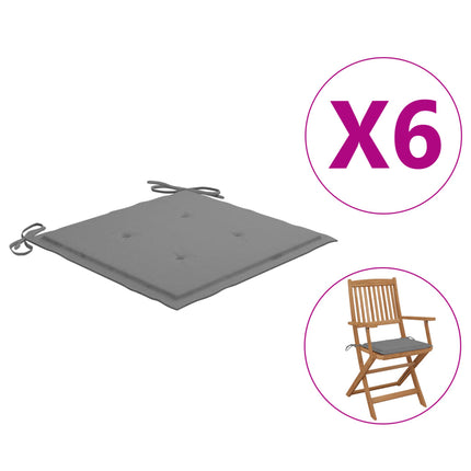 vidaXL Garden Chair Cushions 6 pcs Grey 40x40x3 cm Fabric
