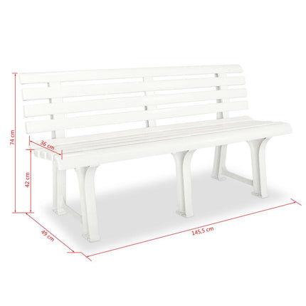 vidaXL Garden Bench 145.5 cm Plastic White