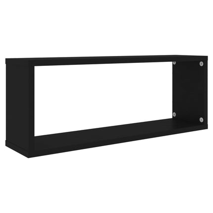 vidaXL Wall Cube Shelves 2 pcs Black 60x15x23 cm Chipboard