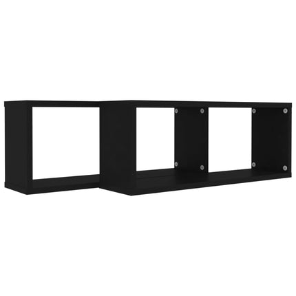 vidaXL Wall Cube Shelves 2 pcs Black 60x15x23 cm Chipboard