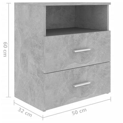 vidaXL Bed Cabinets 2 pcs Concrete Grey 50x32x60cm