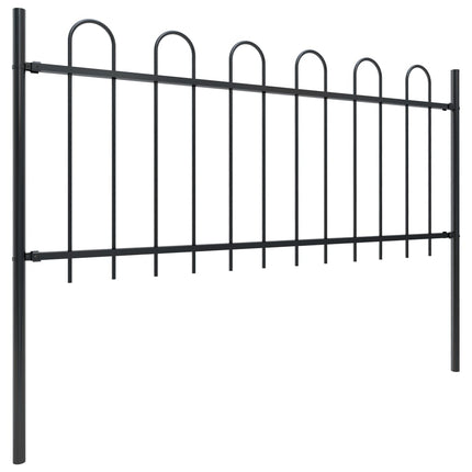 vidaXL Garden Fence with Hoop Top Steel 13.6 m Black