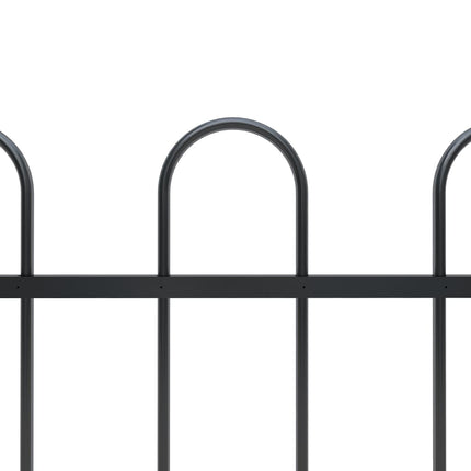 vidaXL Garden Fence with Hoop Top Steel 13.6 m Black