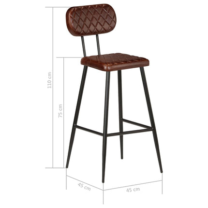 vidaXL Bar Chairs 2 pcs Brown Real Leather