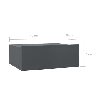 vidaXL Floating Nightstand Grey 40x30x15 cm Chipboard