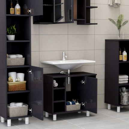 vidaXL Bathroom Cabinet High Gloss Grey 60x32x53.5 cm Chipboard