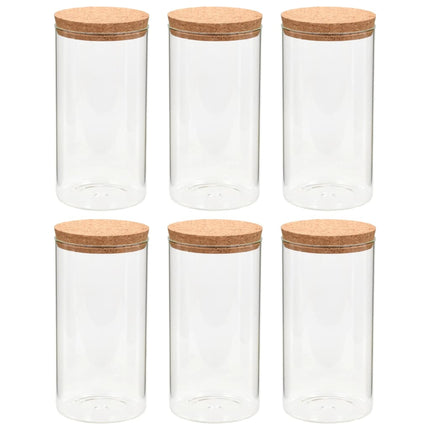 vidaXL Storage Glass Jars with Cork Lid 6 pcs 1400 ml