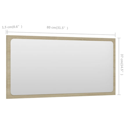 vidaXL Bathroom Mirror Sonoma Oak 80x1.5x37 cm Chipboard