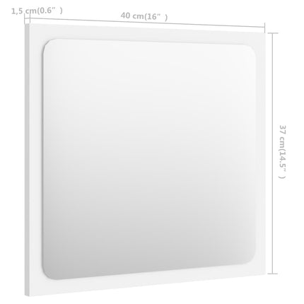Bathroom Mirror White 40x1.5x37 cm Engineered Wood