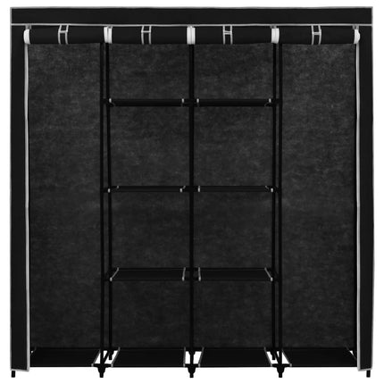 vidaXL Wardrobe with 4 Compartments Black 175x45x170 cm