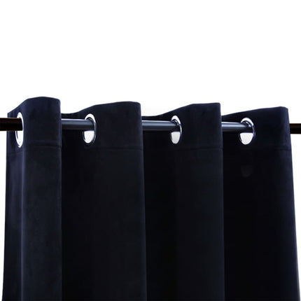 vidaXL Blackout Curtain with Metal Rings Velvet Black 290x245 cm