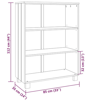 vidaXL Book Cabinet Dark Grey 85x35x112 cm Solid Wood Pine