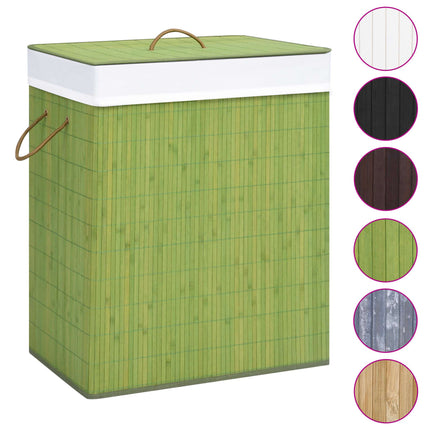 Bamboo Laundry Basket with 2 Sections Green 100 L