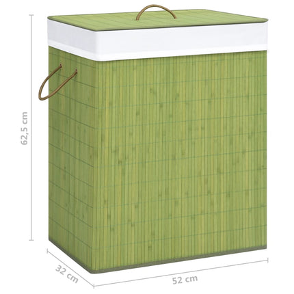 Bamboo Laundry Basket with 2 Sections Green 100 L