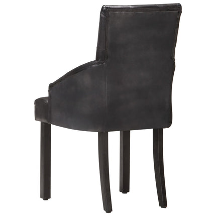 vidaXL Dining Chairs 4 pcs Black Real Goat Leather