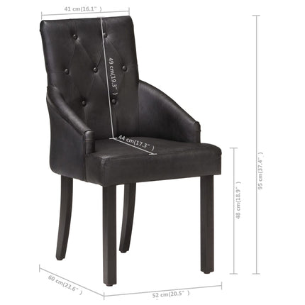 vidaXL Dining Chairs 4 pcs Black Real Goat Leather