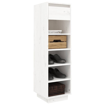 vidaXL Shoe Cabinet White 34x30x105 cm Solid Wood Pine