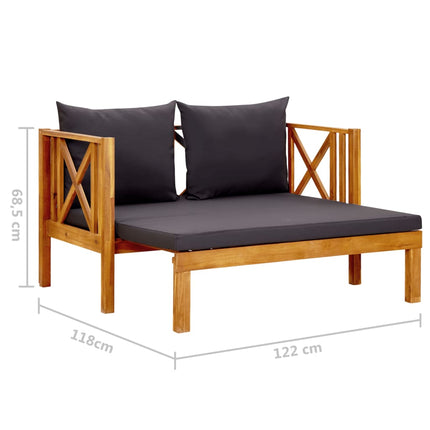 vidaXL 2-Seater Garden Bench with Cushions 122 cm Solid Acacia Wood