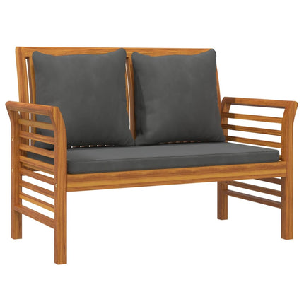Sofa Bench with Dark Grey Cushions Solid Wood Acacia
