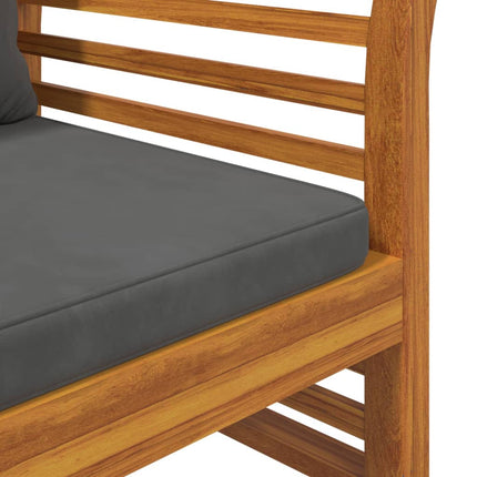 Sofa Bench with Dark Grey Cushions Solid Wood Acacia