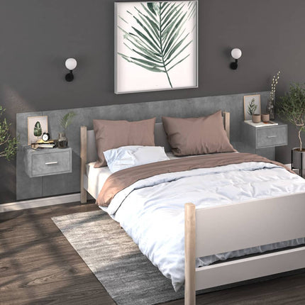 Wall-mounted Bedside Cabinet Concrete Grey