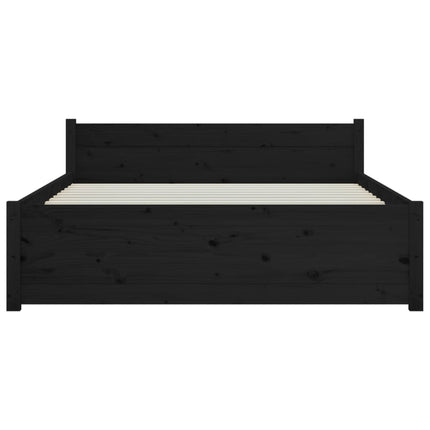 Bed Frame Black Solid Wood 137x187 Double Size