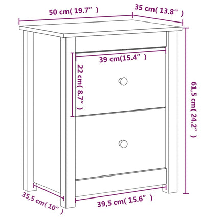vidaXL Bedside Cabinet 50x35x61.5 cm Solid Wood Pine