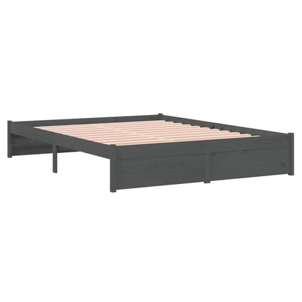 vidaXL Bed Frame Grey Solid Wood 135x190 cm 4FT6 Double