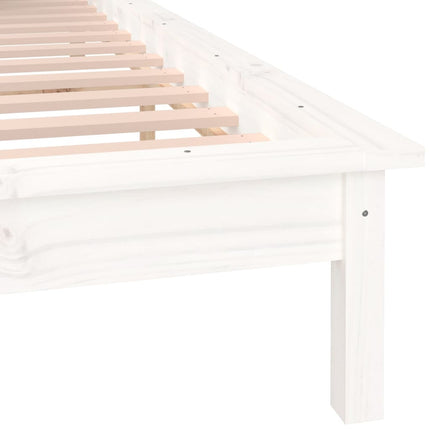 vidaXL LED Bed Frame White 153x203 cm Queen Size Solid Wood