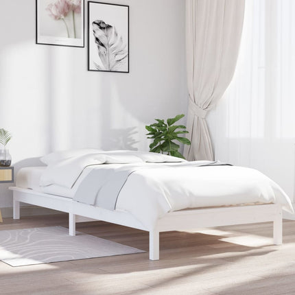 vidaXL Bed Frame White 92x187 cm Solid Wood Pine Single Bed Size