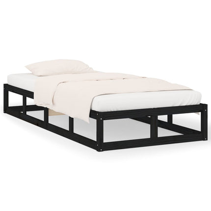 vidaXL Bed Frame Black 92x187 cm Single Bed Size Solid Wood