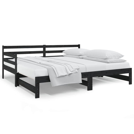 vidaXL Pull-out Day Bed Black 2x(92x187) cm Solid Wood Pine