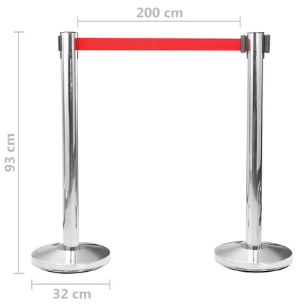 vidaXL Stanchions with Belts 4 pcs Airport Barrier Stainless Steel Silver