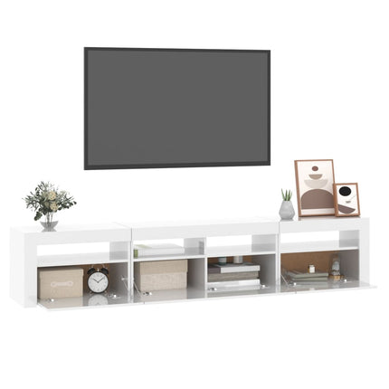 vidaXL TV Cabinet with LED Lights High Gloss White 210x35x40 cm