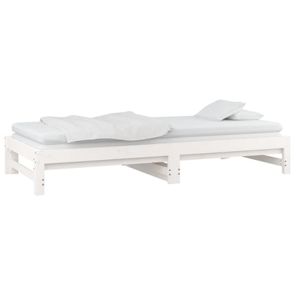Pull-out Day Bed White 2x(92x187) cm Solid Wood Pine