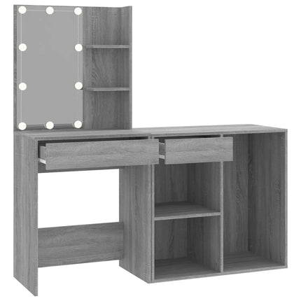 LED Dressing Table with Cabinet Grey Sonoma Engineered Wood