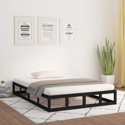 vidaXL Bed Frame Black 137x187 cm Double Size Solid Wood