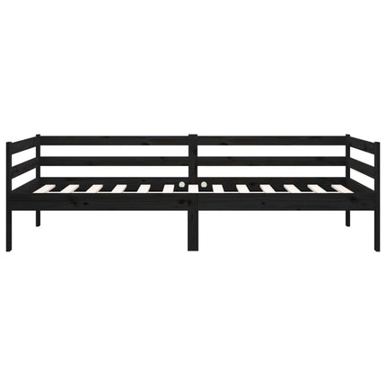 Day Bed Black 92x187 cm Single Bed Size Solid Wood Pine